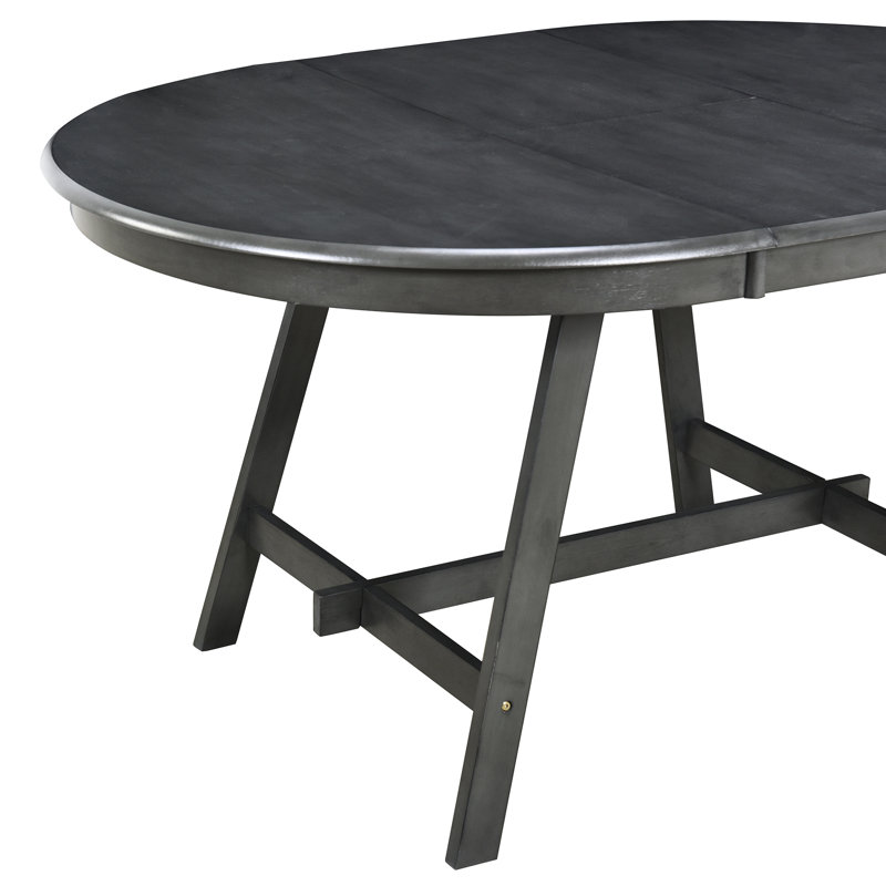 Table de salle à manger ronde extensible grise - capacité de poids de 200 lb, stable et fiable