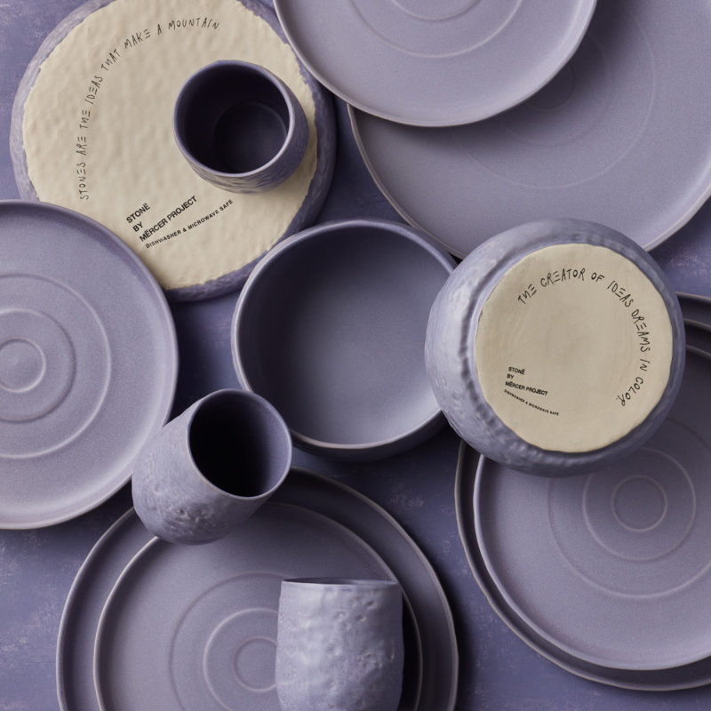 Shosai Stone by Mercer Project Shosai 16-Piece Dinnerware Set Stoneware, Purple