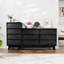 Commode double 6 tiroirs de style rétro avec design biseauté et grand rangement