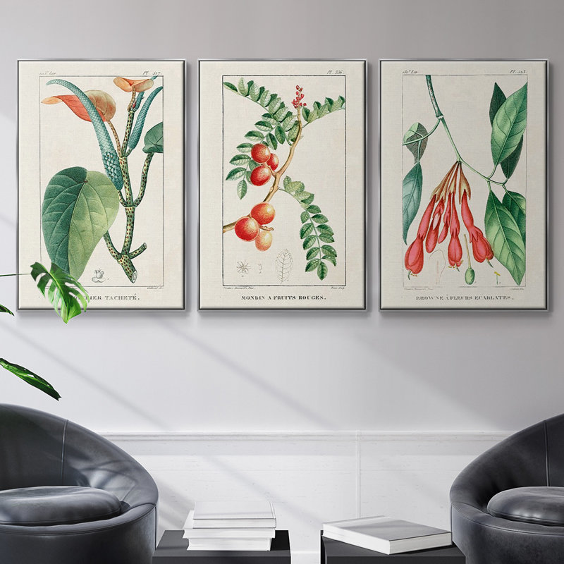 " Turpin Tropical Botanicals I " 3 - Pieces, H 24 po x l 48 po x P 2 po, Argent
