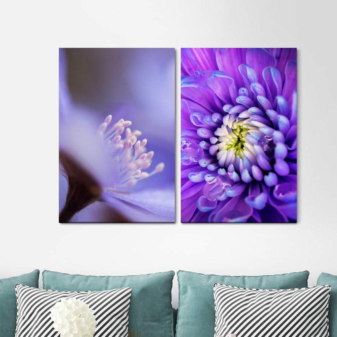 2-tlg. Leinwandbilder-Set - Fotografie „Zinnias Flowers Scented Summer Blossom”