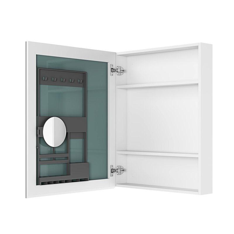 Armoire à pharmacie de salle de bain - 24 po x 30 po, fixation murale, ouverture à gauche, coffre de rangement pour cosmétiques 24 po x 30 po, look élégant, porte-brosse à dents
