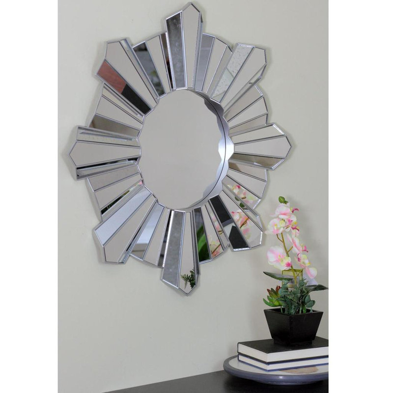 Miroir mural rond 25 po en verre Sunburst Wave