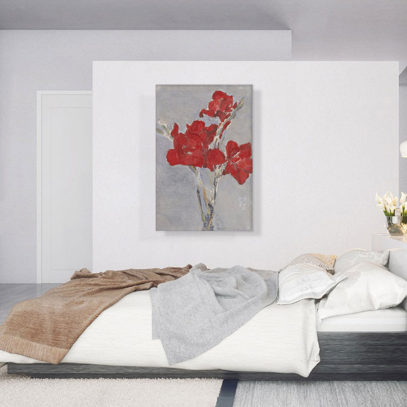 «Red Gladioli 1906» par Piet Mondrian, reproduction d'art sur toile tendue, H 40 po x l 26 po x P 0,75 po