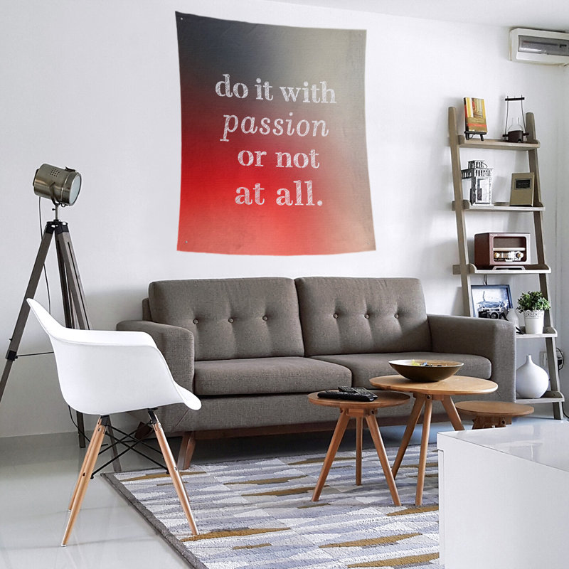 Tapisserie en polyester pour citation de passion, H 27,5 po x l 37,5 po, Blanc / Rouge