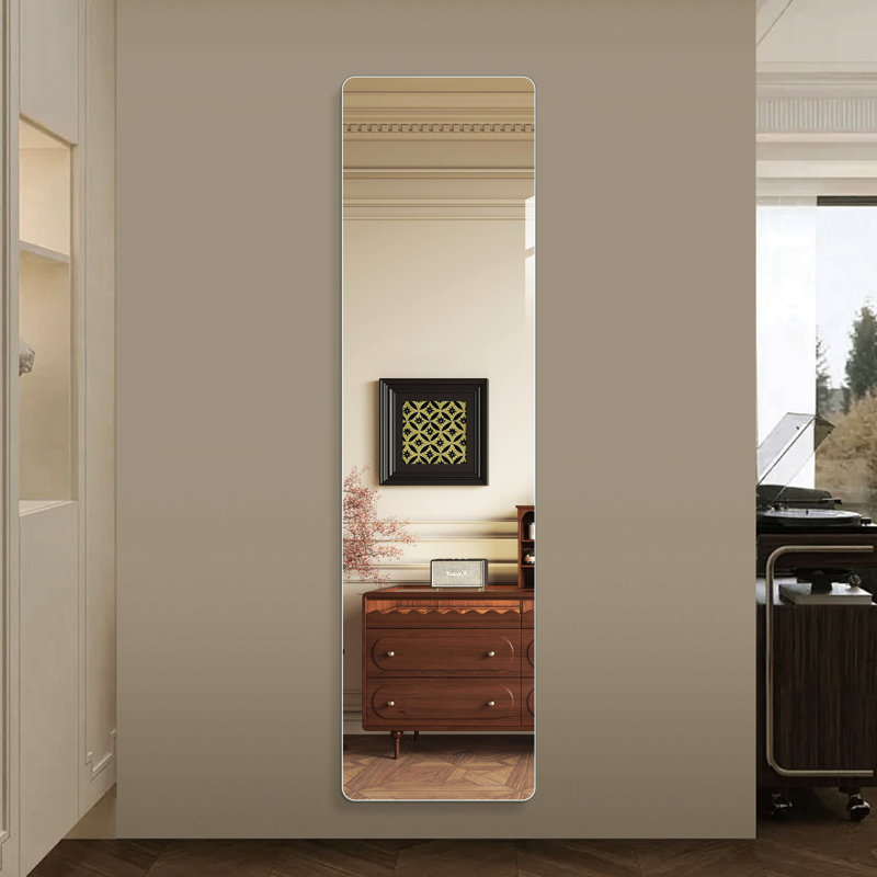 Miroir mural pleine longueur 59 po x 16 po, miroir en verre argenté sans cuivre de 5 mm pour chambre et placard, support incassable