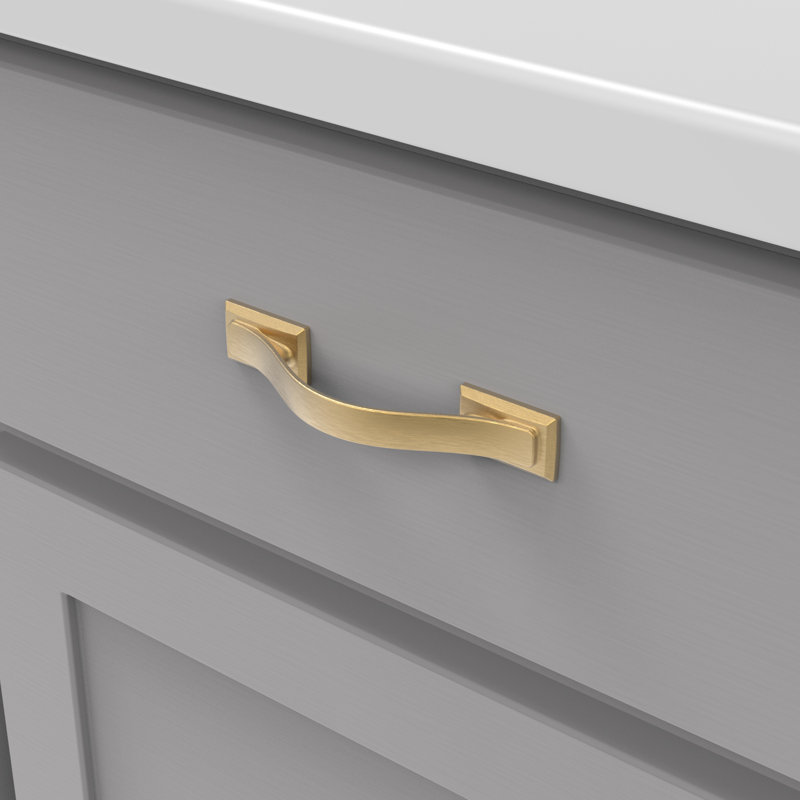 Poignées d'armoire de cuisine Dover, poignées de tiroir à noyau solide pour portes d'armoire, Laiton doré brossé, 3"