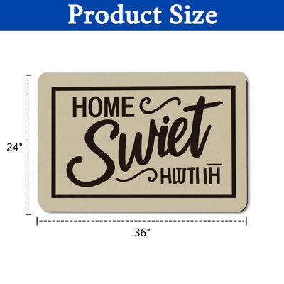 Beige Home Sweet Home Vintage Script 24" x 36" Floor Mat Everyday Garden Entrance Beige Base