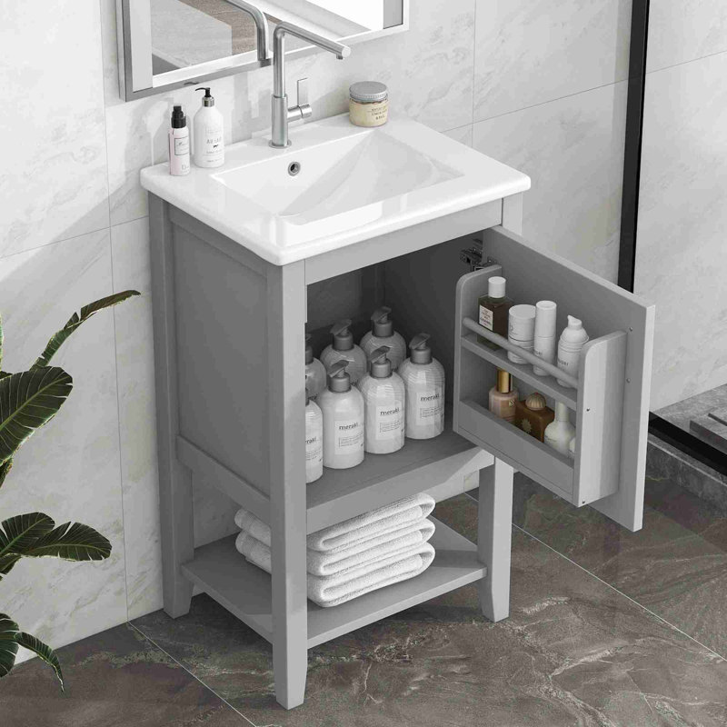 Meuble-lavabo moderne 20 po, Gris