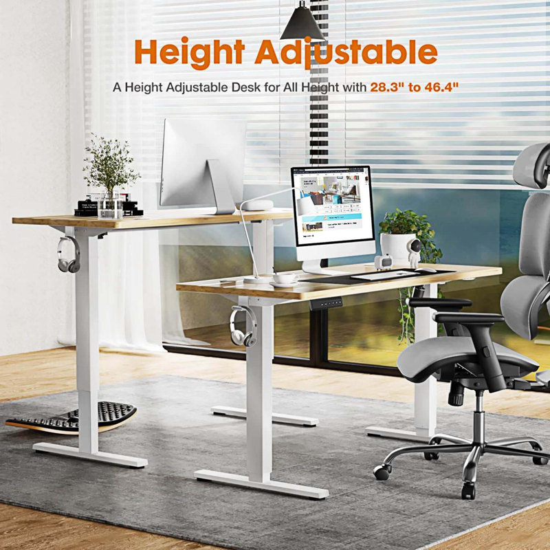 Bureau debout à hauteur ajustable Marther, H 28 po x l 48 po x P 24 po, Naturel/noir