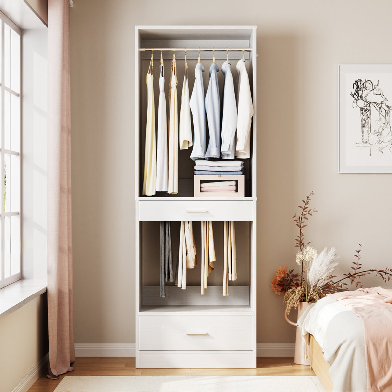 Système d'organisation 47,2 "avec système de penderie, support à pantalons et tiroir, 2 pièces, Blanc