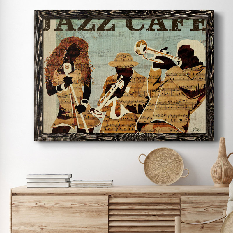 Jazz café - reproduction d'art sur toile, H 31 po x l 44 po x P 1 po, Noir