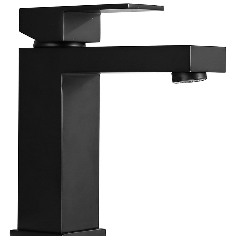 Robinet de lavabo contemporain en noir - Poignée et salle de bain facile à installer avec jet latéral résistant à la rouille
