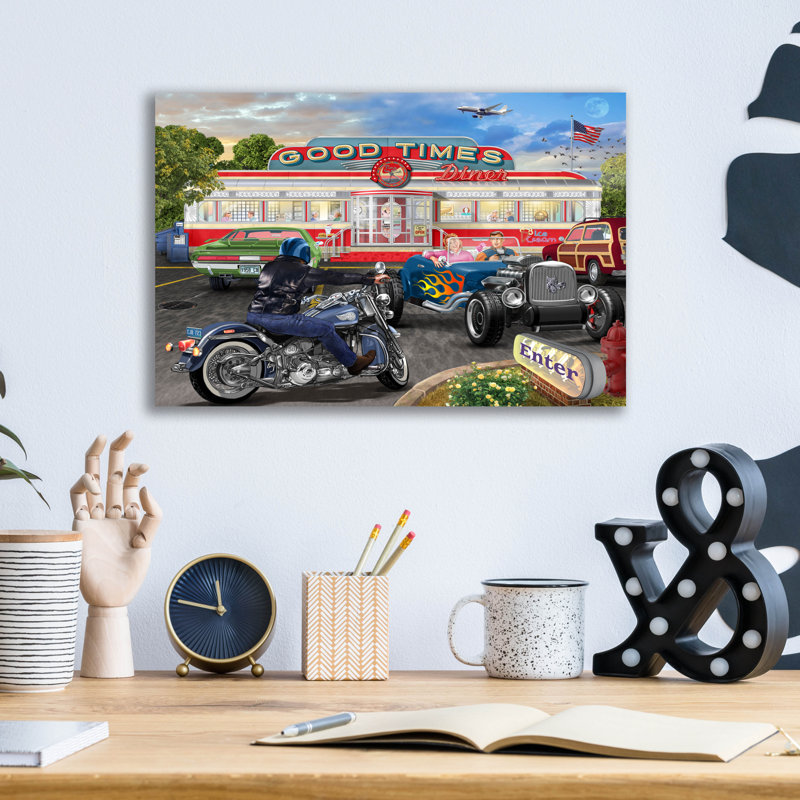 «Good Times Diner» par Bigelow, illustrations sur verre acrylique, H 12 po x l 16 po x P 0,13 po