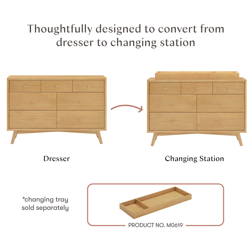 Palma 7-Drawer Assembled Double Dresser, Honey