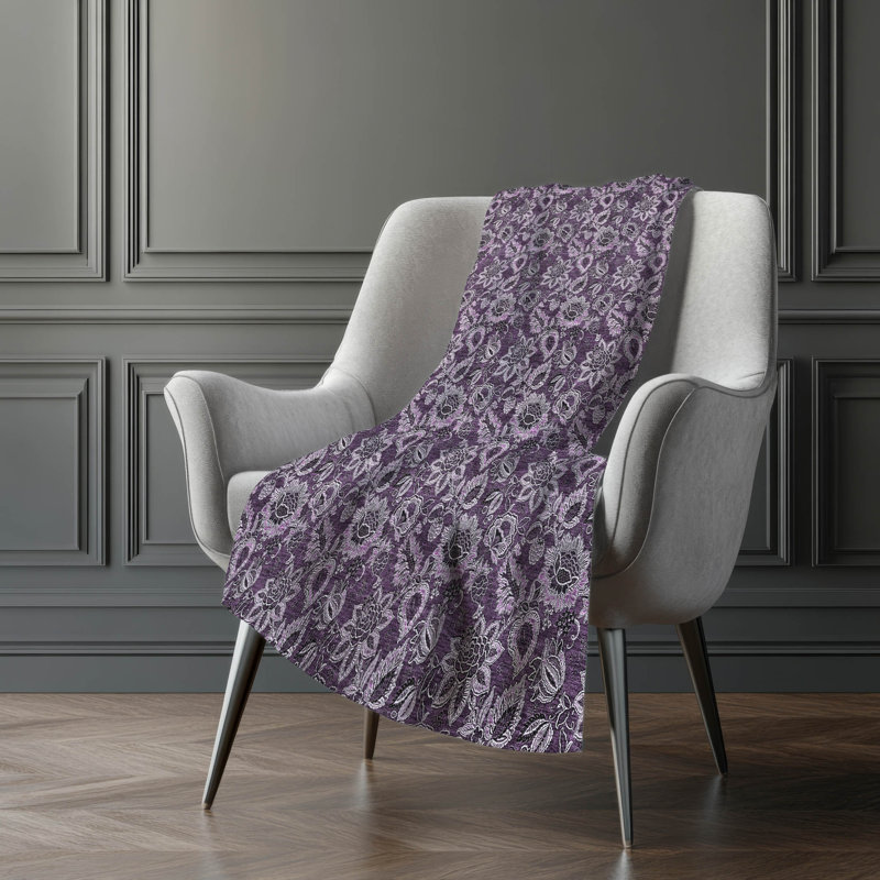 Jeté floral Sherpa ASB661 Addison, Aubergine