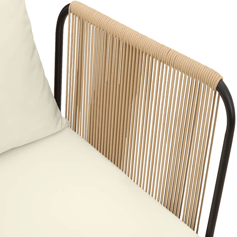 140 cm W Patio Sofa with Cushions, Cream White