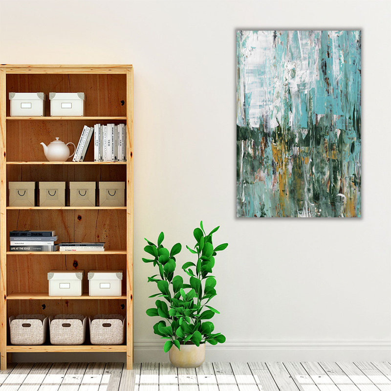«Abstract Turquoise Forest I», reproduction d'art sur toile, H 36 po x l 24 po