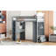 Lit mezzanine simple gris avec tablettes, bureau et lampe à DEL-274461041-274461070