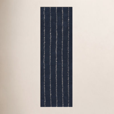 Nichols Navy Hand-Tufted Striped Wool Rug