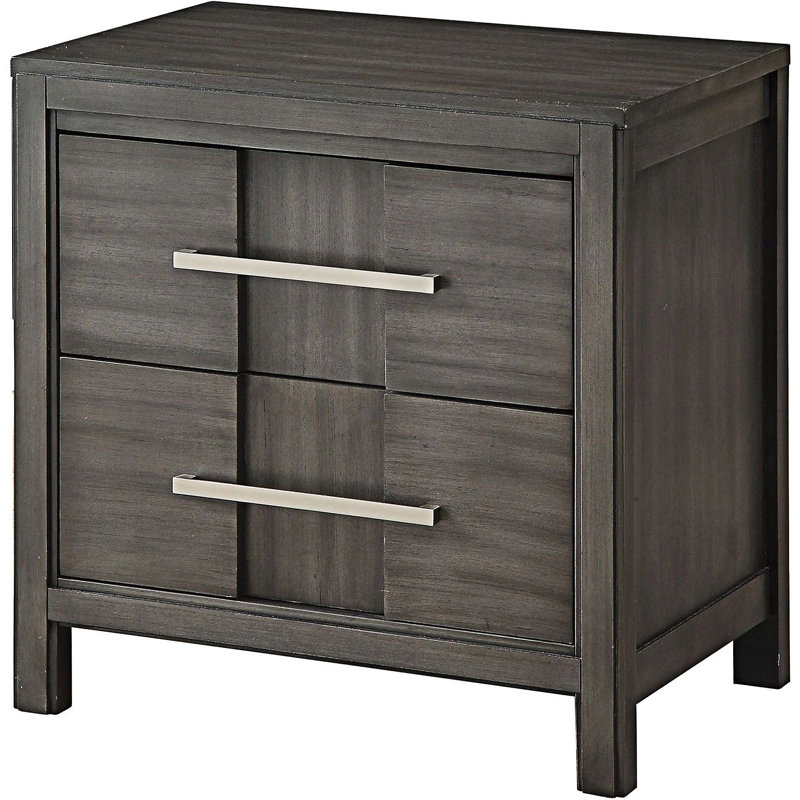 Nightstand With Drawers, Gray