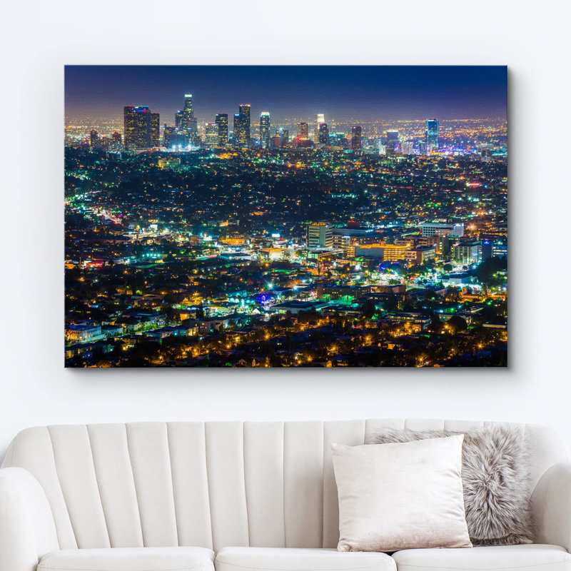 Horizon urbain du centre-ville de Los Angeles et cartes, paysage urbain, photographie, paysage global, H 24 po x l 36 po