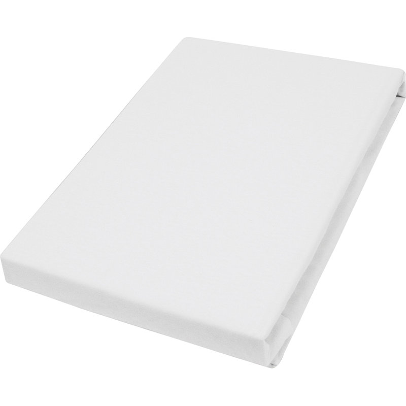 Cotton Blend Jersey Knit Fitted Sheet, 90 - 100cm x 200 - 220cm, White