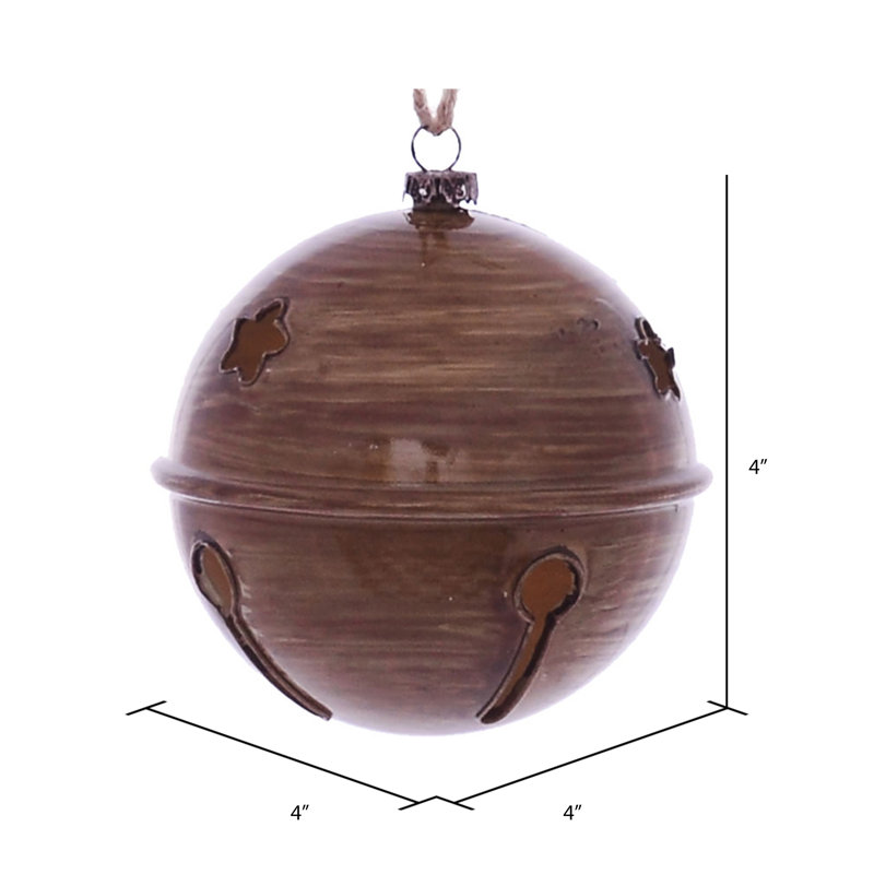 Ornement de cloche de Noël, Étain, H 4 po x l 4 po x P 4 po