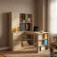 Bureau en coin en L 51,56 "avec tablettes de rangement et station de charge, bois-1796516435-1796516781