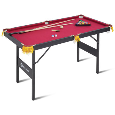 48" Folding Billiard Table, Portable Pool Table Indoor Arcade Game Set with Cues, Triangle, Chalk, Brush 