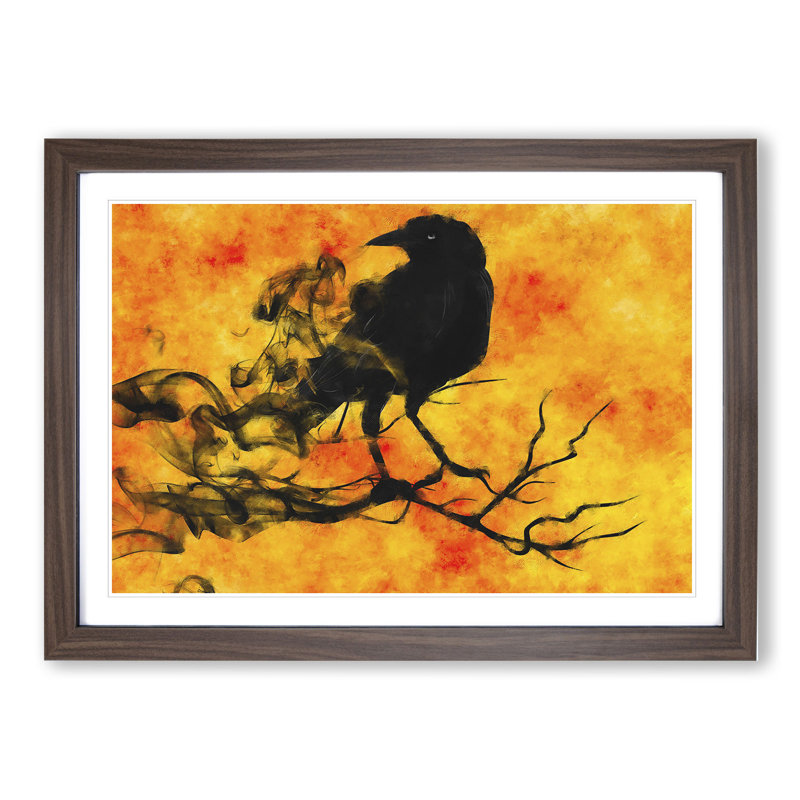 Raven Bird Vol.1 - Framed Print, 36cm H x 48cm W x 2cm D, Walnut Framed