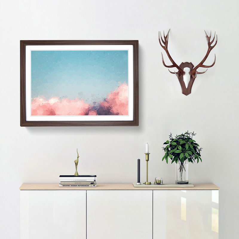 Migrating Birds in Abstract - Picture Frame Painting Print, Walnut Framed, 48cm H x 65cm W x 2cm D