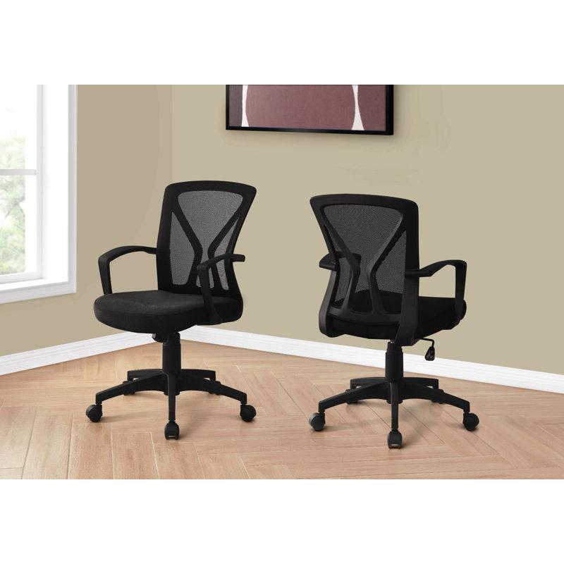 Office Chair, Adjustable Height, Swivel, Ergonomic, Armrests, Computer Desk, Work, Black Metal, Contemporary, Modern, Black