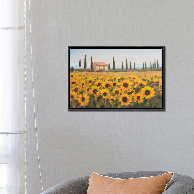 Reproduction d’art, "Tuscan Memories I" par Sandra Iafrate, H 18 po x l 26 po x P 1,5 po, Toile avec cadre noir patiné