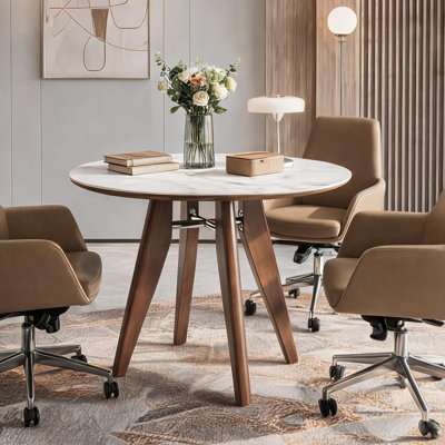31.5-inch Round Conference Table With Sintered Stone Tabletop