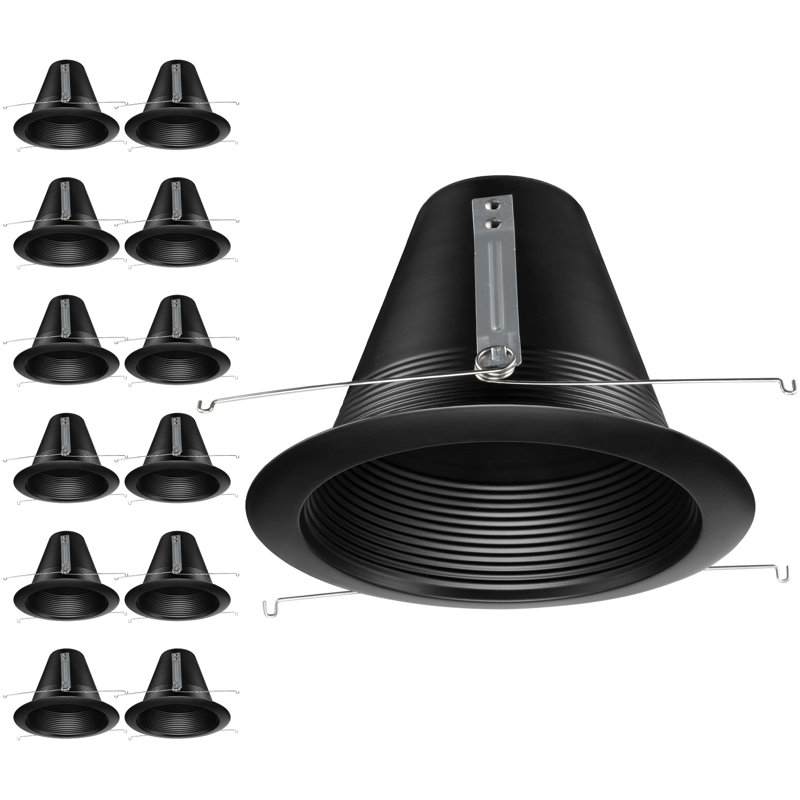 6" Recessed Light Baffle Trim, Full Metal, Anti-Glare Ceiling Can Light Trim for 6" Recessed Can, Matte Black, Matte Black