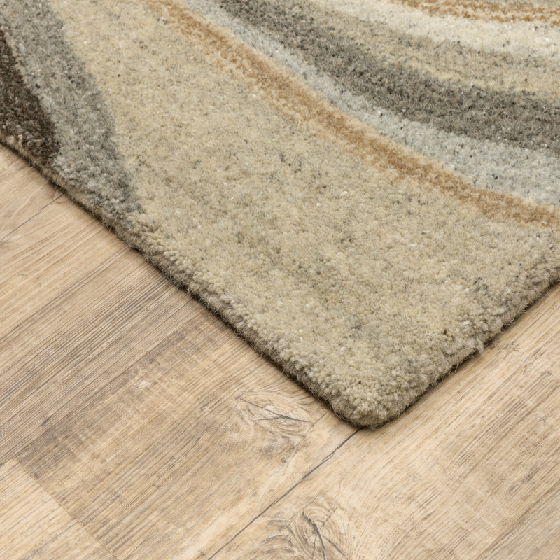 Tapis beige en laine touffeté à la main Amaris, Tapis de couloir 2 pi 6 po x 8 pi
