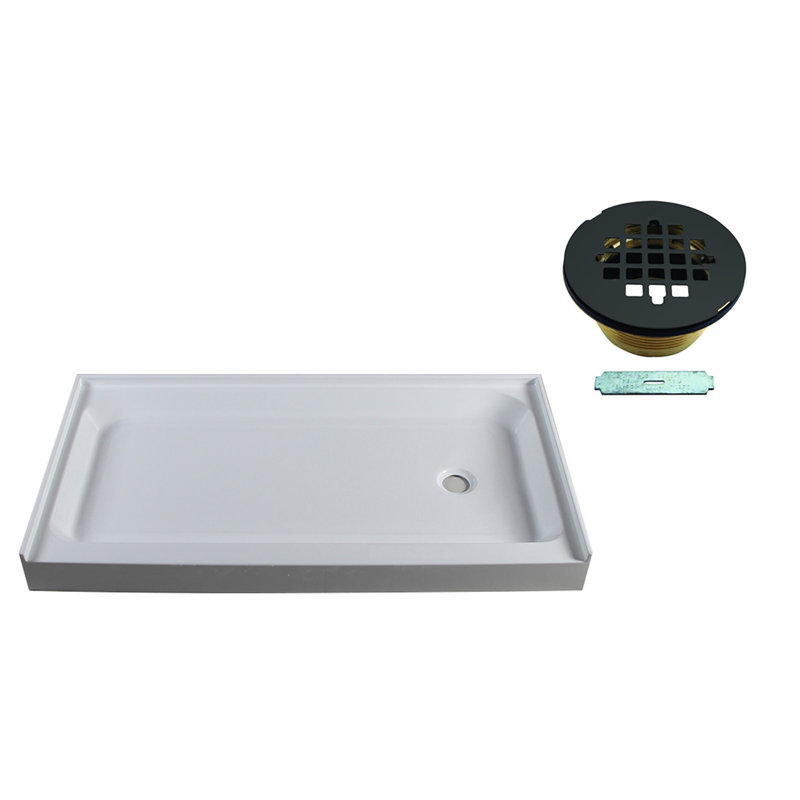 60'' W 34'' D Rectangular Single Shower Base, Matte Black