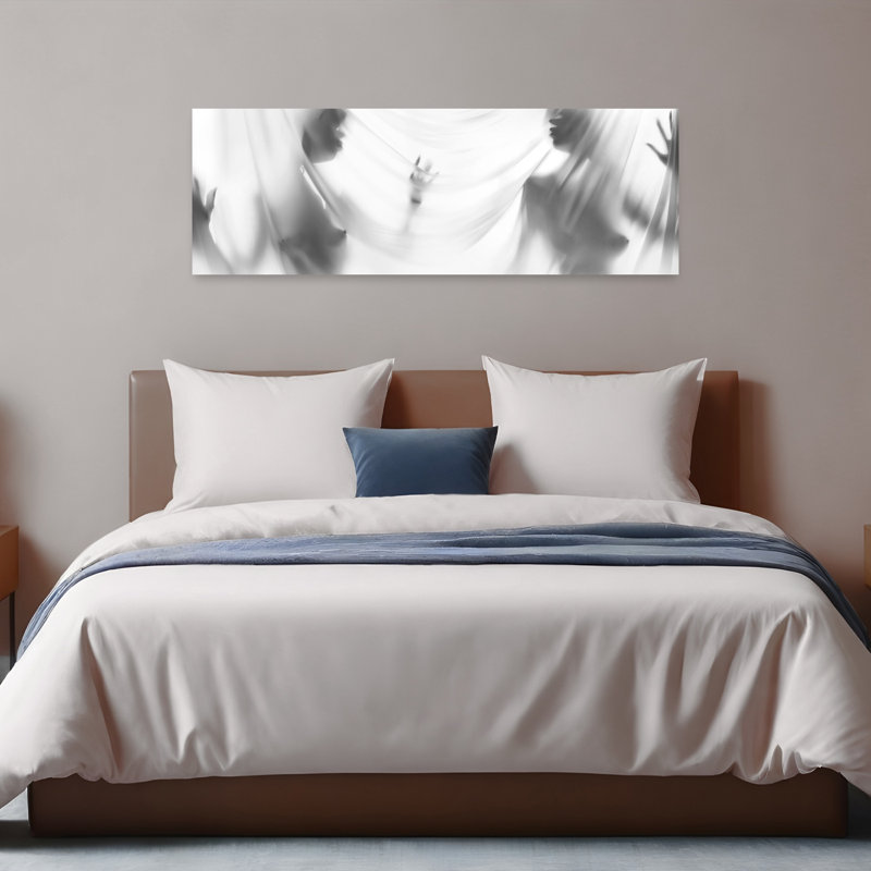 Art mural contemporain éthéré sensuel, H 16 po x l 48 po