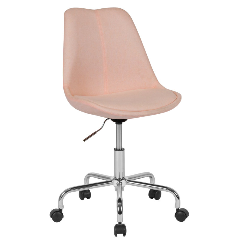 Mid-Back Fabric Task Office Chair with Pneumatic Lift, Pink