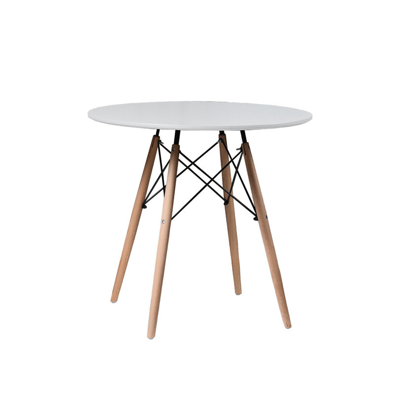 Rafelo Round Solid Wood Dining Table, White