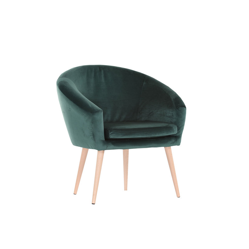 Upholstered Barrel Chair, Dark Green, Beige