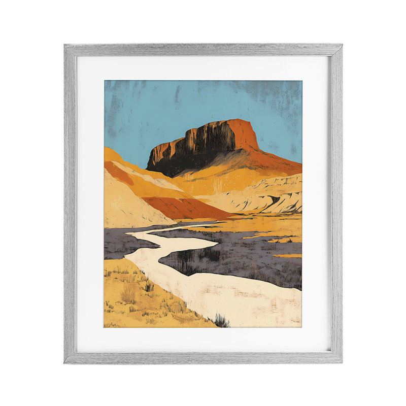 Reproduction sous verre rétro encadrée par Canyon Noble, conception de Walker Noble, H 16 po x l 13 po, Cadre de ferme gris