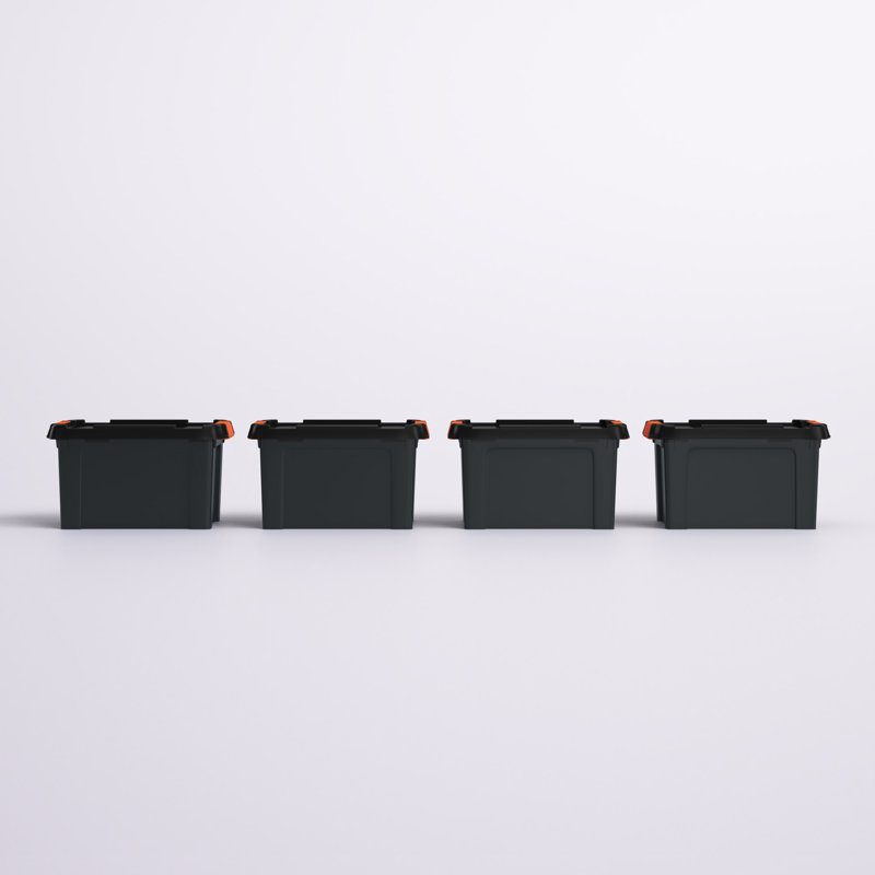 22 Qt. Black Heavy-Duty Stackable Storage Bin Set of 4