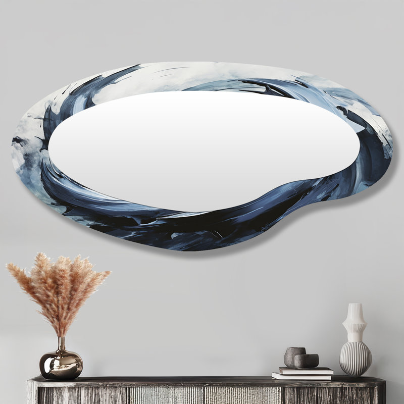 Wild Waves Faded Retro - Formes asymétriques abstraites en spirale - Grand miroir mural moderne