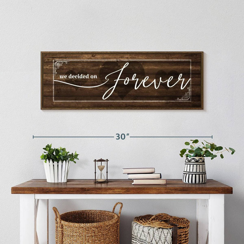 Plaque murale «Forever Love», 28 po x 10 po, Cadre flottant noyer