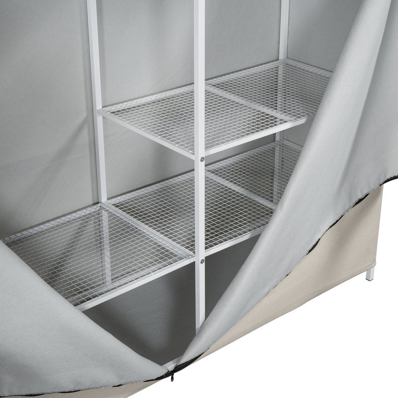 Lit mezzanine avec garde-robe et tablettes de rangement, Lit double