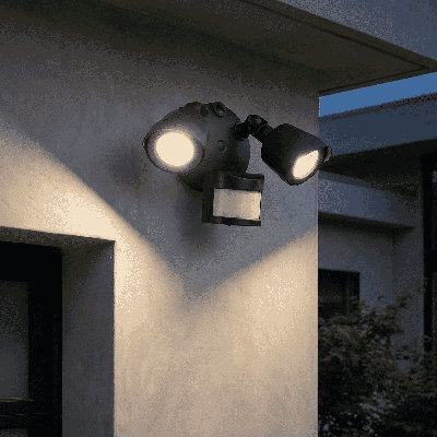 120 Watt 2 - Head LED Hardwired Outdoor Security Flood Light with Motion Sensor