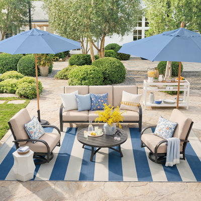 Chamber Patio 5 Person Aluminum Swivel Conversation Seating Group With Sunbrella® Cushions
