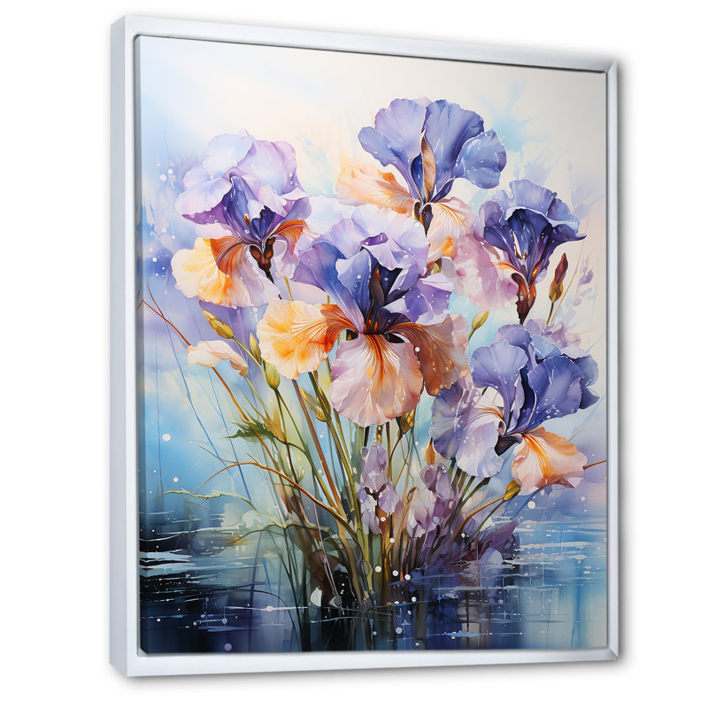 Impression sur toile Louima Meadow Iris, H 32 po x l 24 po x P 1 po, Cadre flottant blanc